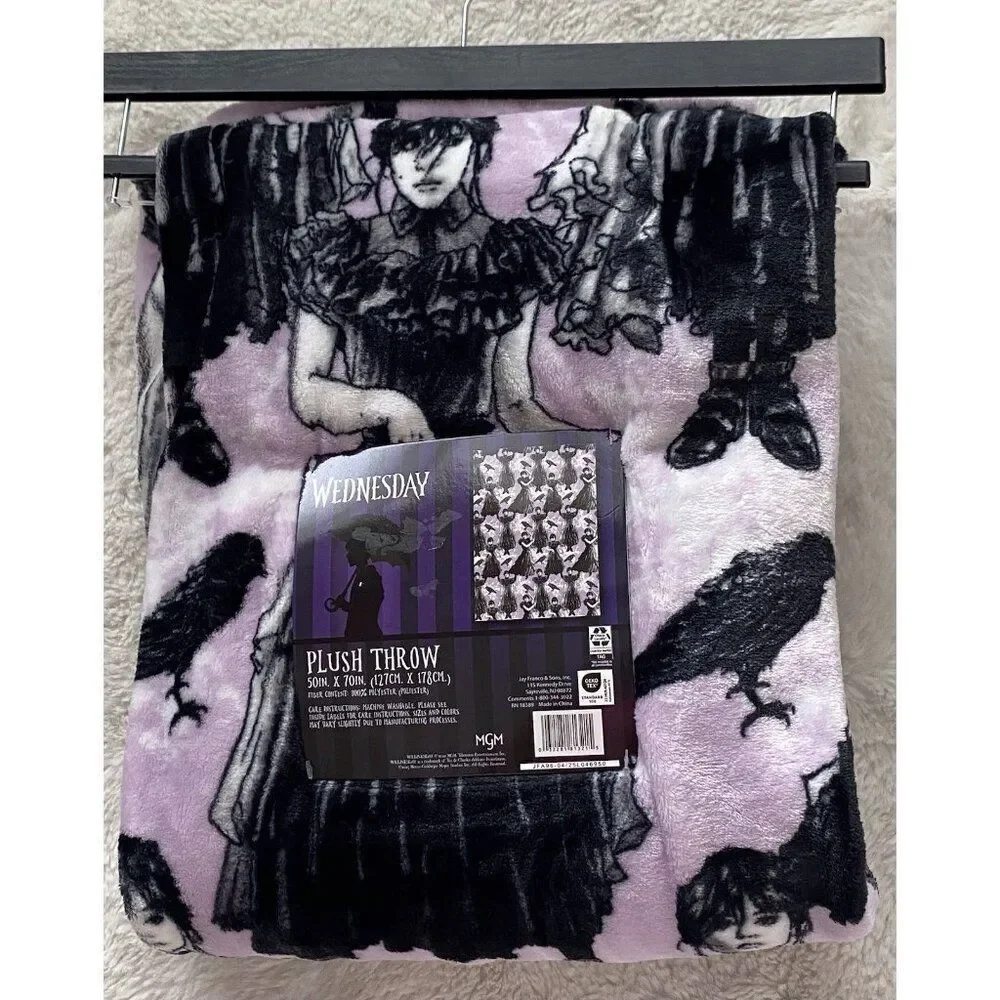 Wednesday Addams Dancing Netflix Show Soft Plush Throw 50” X 70” Purple Crow NEW